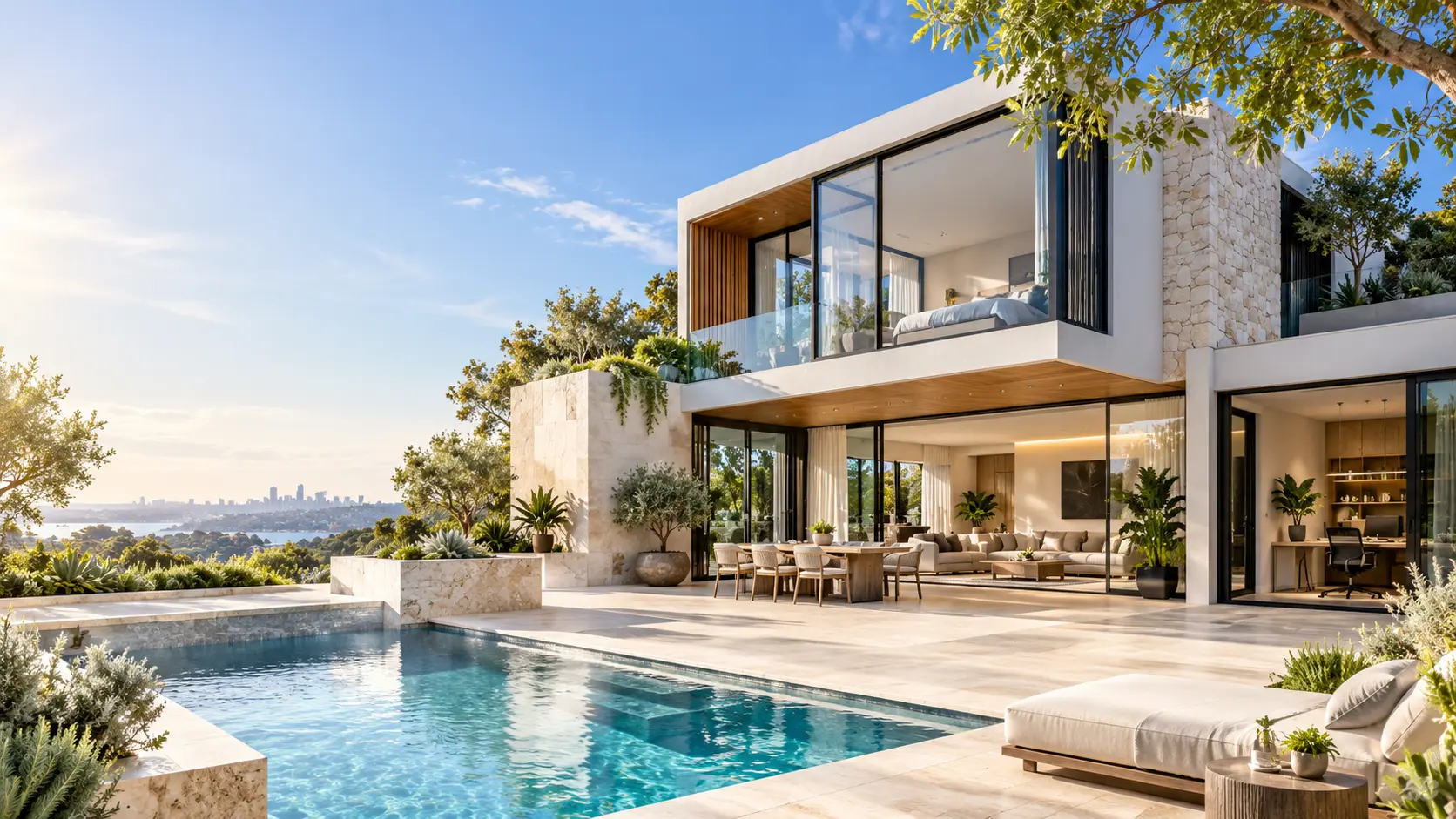 Modern home on a bright summer day